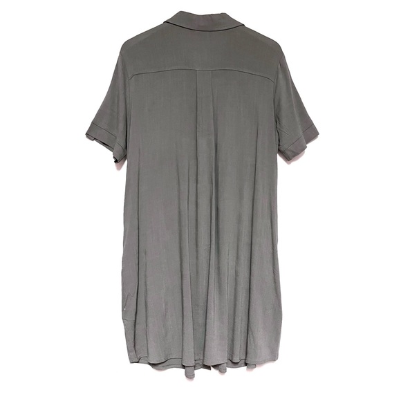 Lulus Oxford Comma Shirt Dress Womens XL Olive Gray Stretch Lagenlook Minimalist - Picture 3 of 12